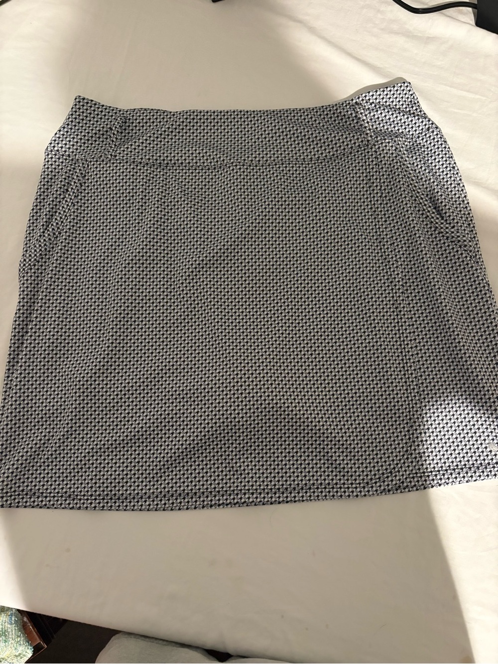 Birdies Black and White Mini Skirt with Geometric Print